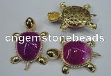 NGP1303 43*60mm tortoise agate pendants with crystal pave alloy settings