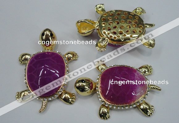 NGP1303 43*60mm tortoise agate pendants with crystal pave alloy settings