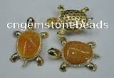 NGP1304 43*60mm tortoise agate pendants with crystal pave alloy settings