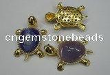 NGP1305 43*60mm tortoise agate pendants with crystal pave alloy settings