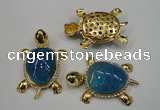 NGP1307 43*60mm tortoise agate pendants with crystal pave alloy settings