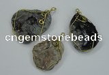 NGP1316 30*40mm - 35*50mm freeform agate pendants with brass setting