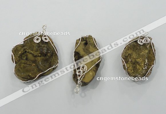 NGP1320 30*40mm - 45*55mm freeform agate pendants with brass setting