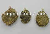 NGP1321 30*40mm - 45*60mm freeform agate pendants with brass setting