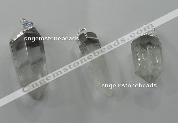 NGP1350 10*35mm - 15*60mm faceted nuggets white crystal pendants