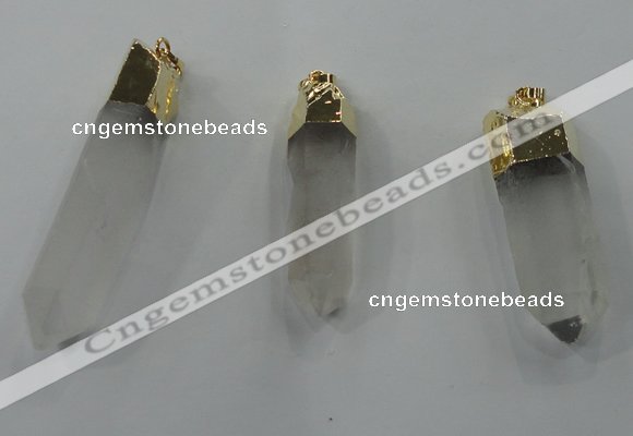 NGP1351 10*45mm - 15*65mm faceted nuggets white crystal pendants