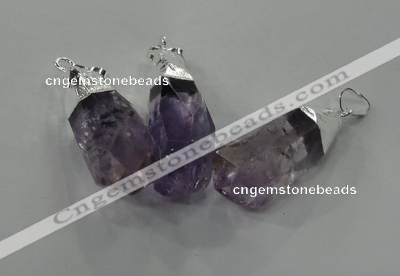 NGP1353 15*30mm - 18*40mm faceted nuggets amethyst pendants