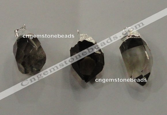 NGP1354 15*35mm - 20*40mm faceted nuggets smoky quartz pendants