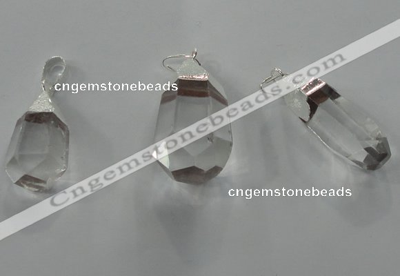 NGP1356 15*30mm - 20*35mm faceted nuggets white crystal pendants