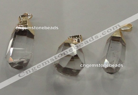 NGP1357 15*30mm - 20*35mm faceted nuggets white crystal pendants