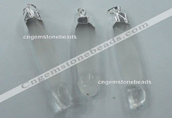 NGP1358 10*45mm - 15*75mm carved white crystal pendants