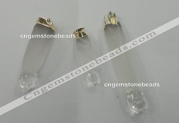 NGP1359 10*45mm - 15*75mm carved white crystal pendants