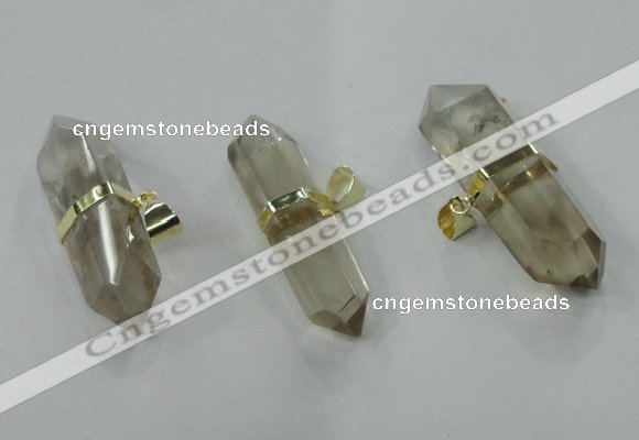 NGP1362 12*35mm - 16*55mm faceted nuggets smoky quartz pendants