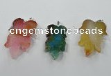 NGP1365 30*40mm - 35*45mm leaf agate pendants with brass setting