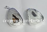 NGP1385 35*40mm - 40*50mm freeform plated druzy agate pendants