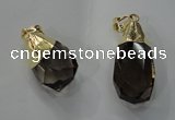 NGP1391 15*25mm - 20*35mm faceted nuggets smoky quartz pendants