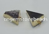 NGP1401 30*35mm - 35*40mm triangle druzy amethyst pendants wholesale