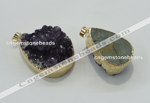 NGP1402 22*35mm - 30*40mm freeform druzy amethyst pendants wholesale