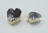 NGP1404 20*25mm - 25*30mm heart druzy amethyst pendants wholesale