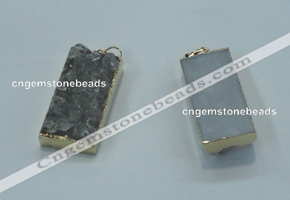 NGP1408 15*30mm - 18*35mm rectangle druzy amethyst pendants wholesale