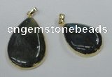 NGP1409 22*30mm - 25*35mm flat teardrop labradorite pendants wholesale