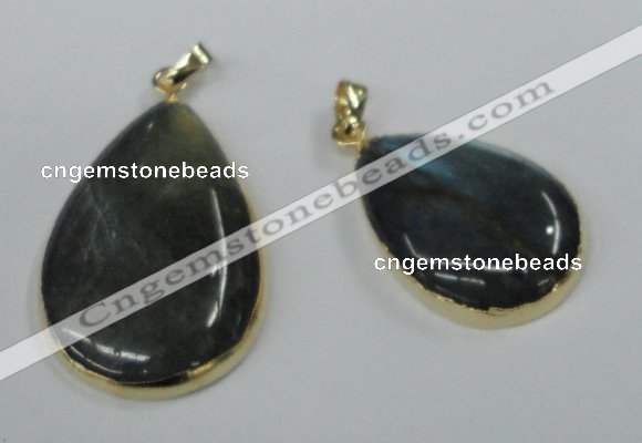 NGP1409 22*30mm - 25*35mm flat teardrop labradorite pendants wholesale