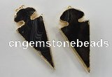 NGP1410 30*65mm arrowhead agate gemstone pendants wholesale