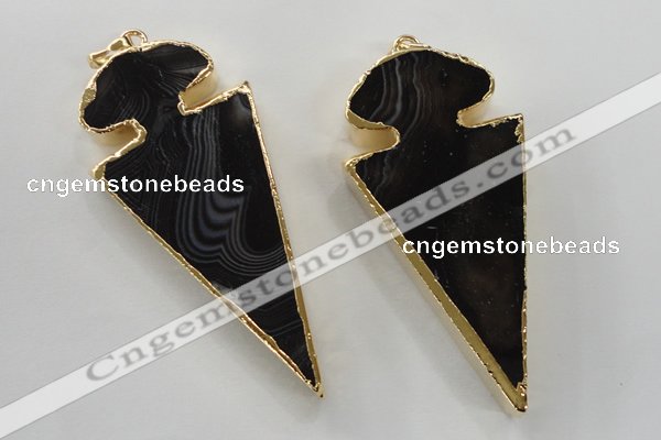 NGP1410 30*65mm arrowhead agate gemstone pendants wholesale