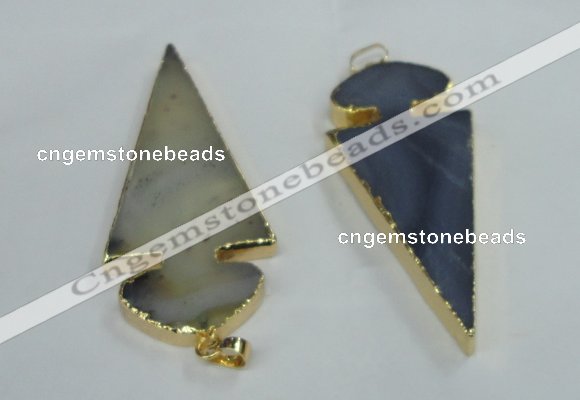 NGP1412 30*65mm arrowhead montana agate pendants wholesale