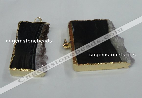 NGP1415 25*40mm - 35*40mm freeform druzy amethyst pendants