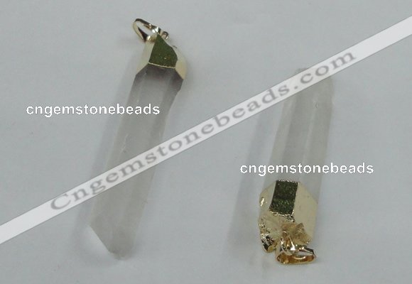 NGP1420 9*50mm - 11*60mm stick white crystal gemstone pendants