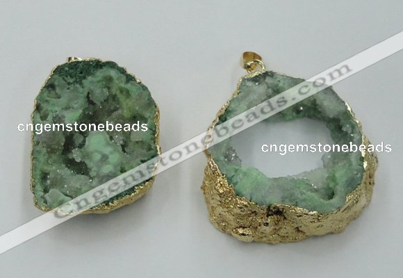 NGP1421 30*40mm - 45*55mm freeform plated druzy agate pendants