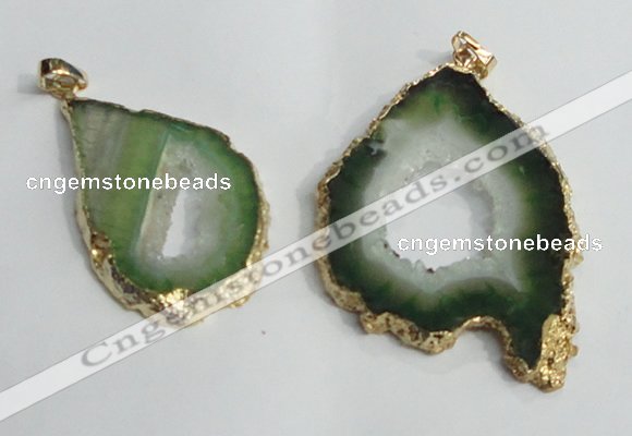 NGP1429 30*45mm - 45*55mm freeform plated druzy agate pendants