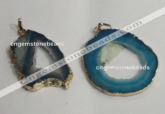 NGP1430 30*45mm - 45*55mm freeform plated druzy agate pendants