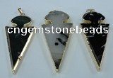 NGP1433 25*60mm - 30*65mm arrowhead agate pendants wholesale