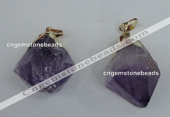 NGP1464 20*35mm - 25*40mm nuggets amethyst gemstone pendants