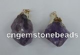 NGP1465 25*45mm - 28*50mm nuggets amethyst gemstone pendants