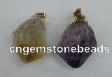 NGP1467 22*45mm - 25*50mm nuggets amethyst & citrine pendants