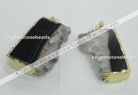 NGP1476 25*40mm - 30*40mm freeform druzy amethyst pedants