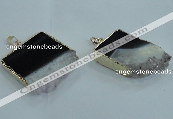 NGP1477 25*40mm - 35*40mm freeform druzy amethyst pedants