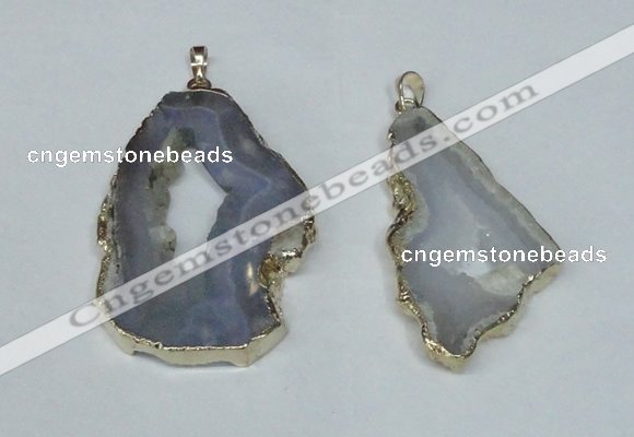 NGP1478 30*45mm - 40*55mm freeform blue lace agate pedants