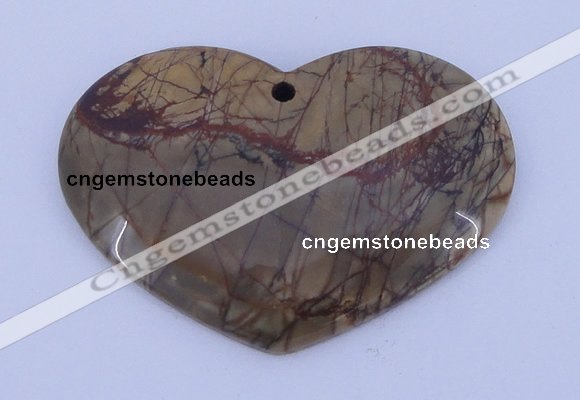 NGP148 2pcs 35*50mm heart fashion picasso jasper gemstone pendants