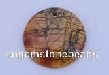 NGP149 2pcs 40mm flat round picasso jasper gemstone pendants