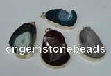 NGP1494 30*45mm - 40*50mm freeform plated druzy agate pendants