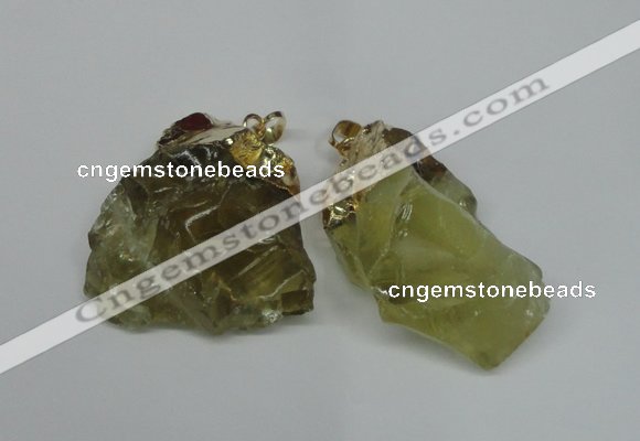 NGP1502 20*30mm - 25*50mm nuggets lemon quartz pendants