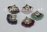 NGP1508 8*25*28mm mixed gemstone with brass setting pendants