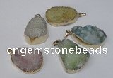 NGP1514 20*30mm - 25*35mm freeform plated druzy agate pendants