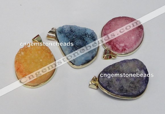 NGP1515 20*30mm - 25*35mm freeform plated druzy agate pendants