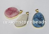 NGP1516 20*30mm - 25*35mm freeform plated druzy agate pendants