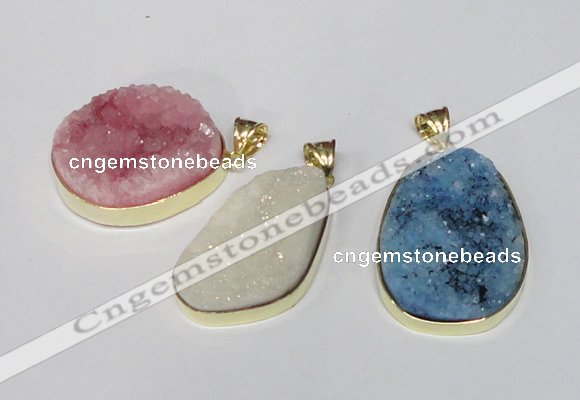 NGP1516 20*30mm - 25*35mm freeform plated druzy agate pendants